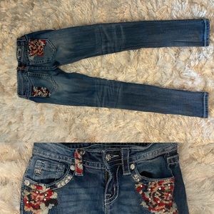 Miss Me Jeans 25 skinny embroidered colorful